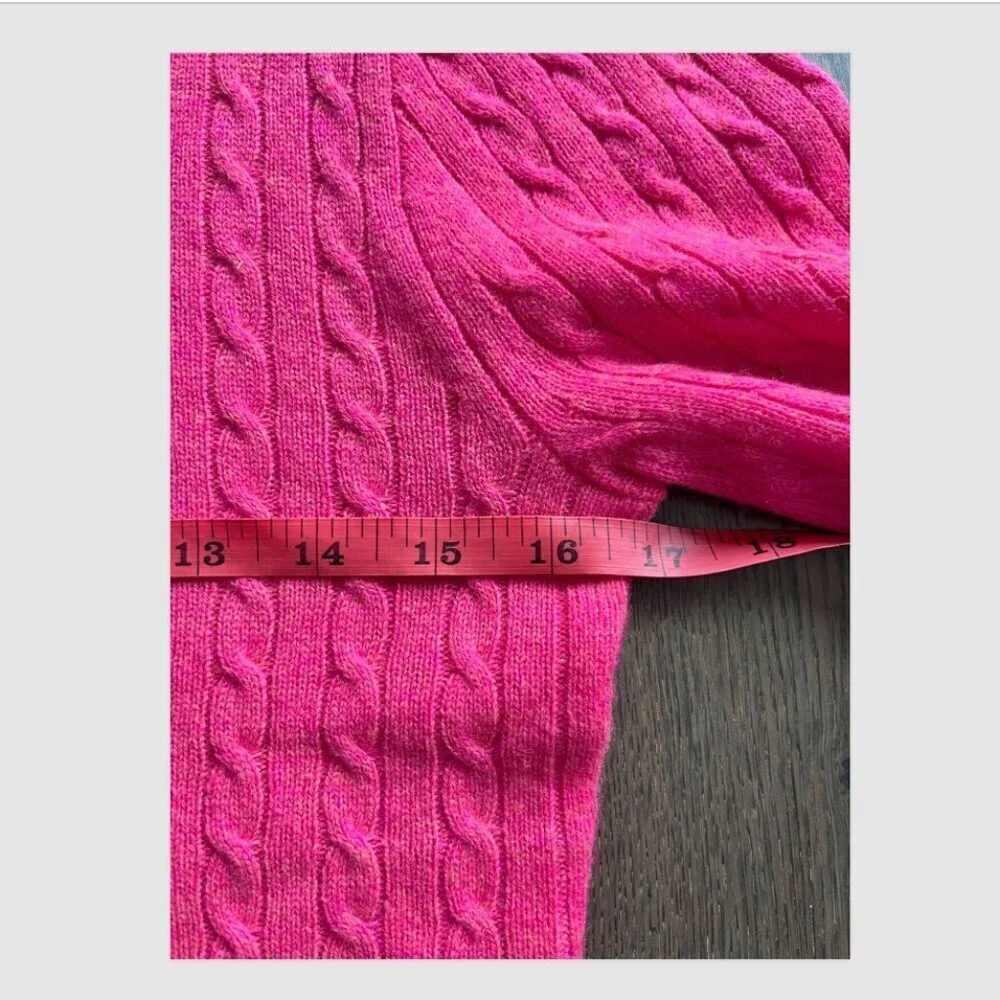 J. Crew Italian Cashmere Cable Knit Crewneck Sweater Size S Pink Button NWT